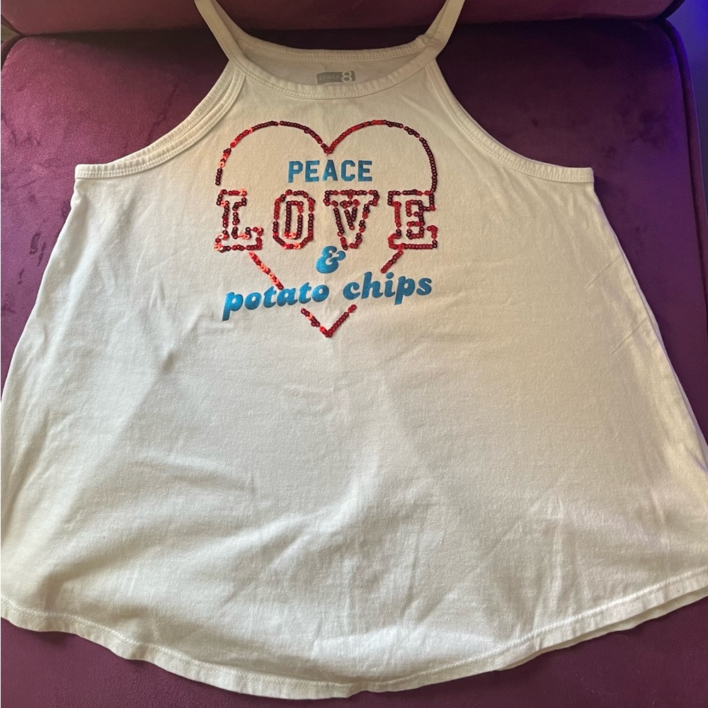 Crazy 8 Red White Blue Tank Top - Peace, Love, & Potato Chips